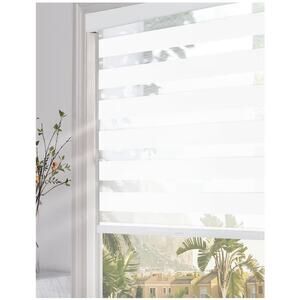 34x72 Cordless Zebra Roller Blinds White Blackout Window Shade Dual Layer